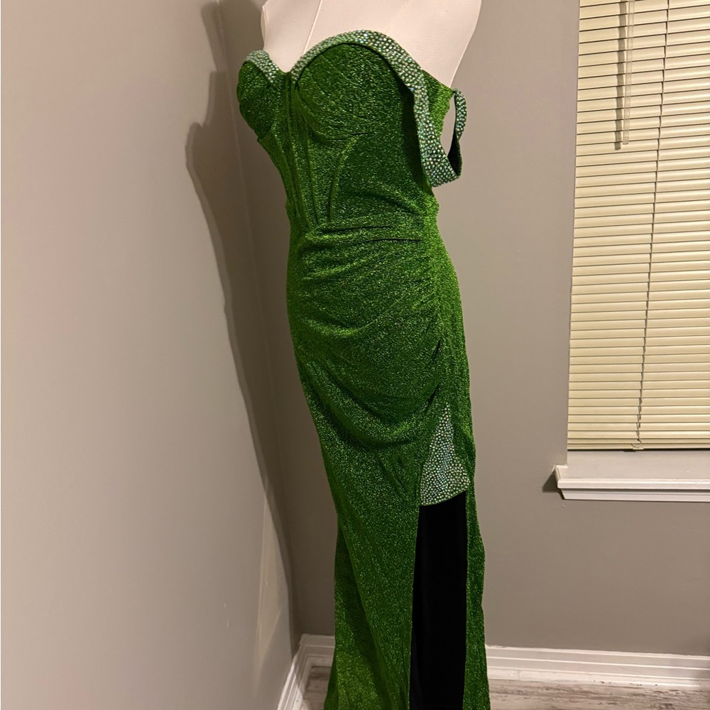 Glamorous Strapless Green Prom Dress